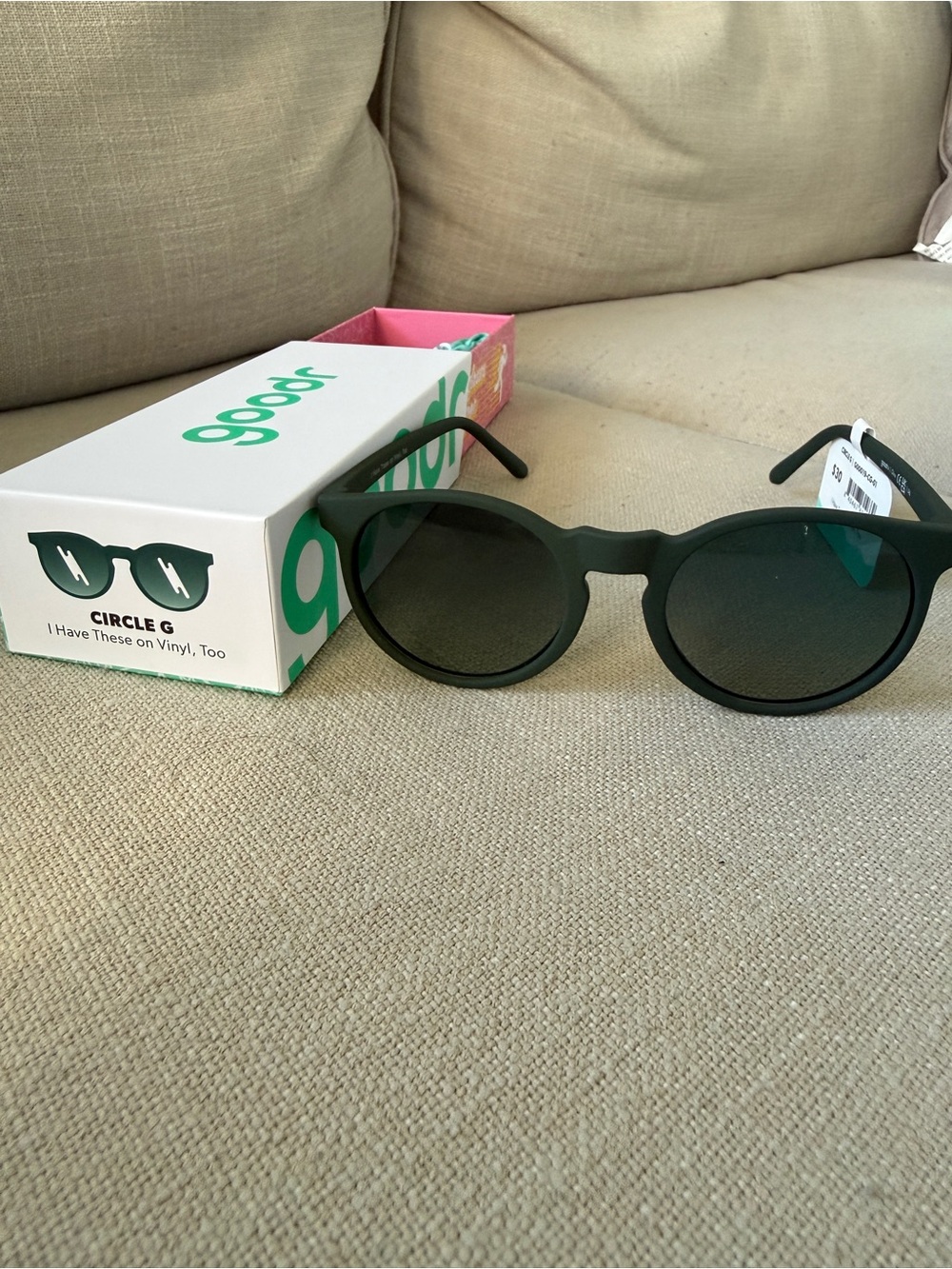 Circle G Dark Green Round Sunglasses